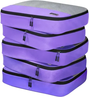 5pc Purple Large Packing Cubes for Suitcases - Travel Packing Organizers for Carry on Luggage Cubes set of 5