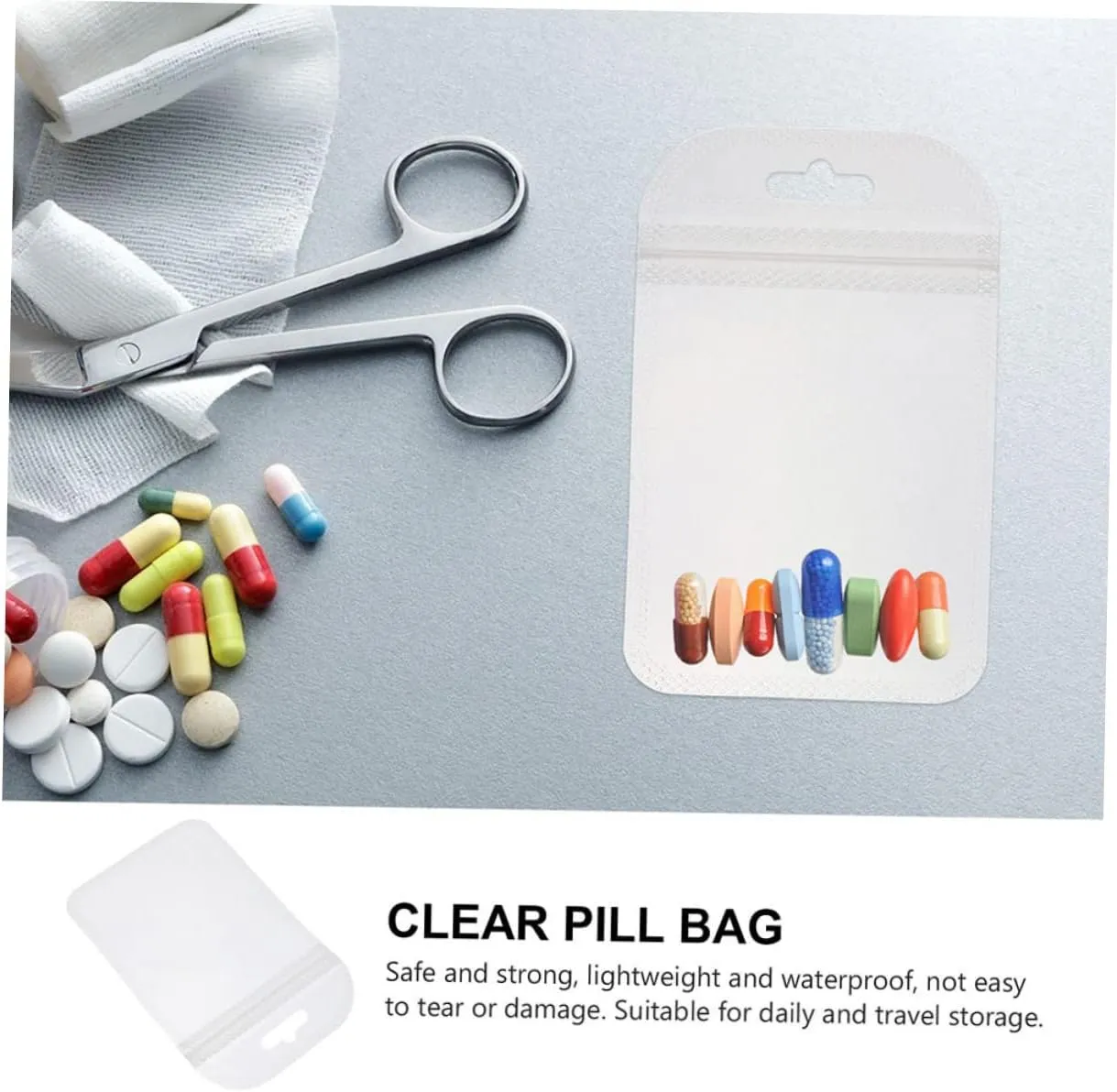 5sets Pill Pouch Bags for Travel Medicine Organizer Small Pill Holder Zipper Secure Daily Organizer 300pcs*5