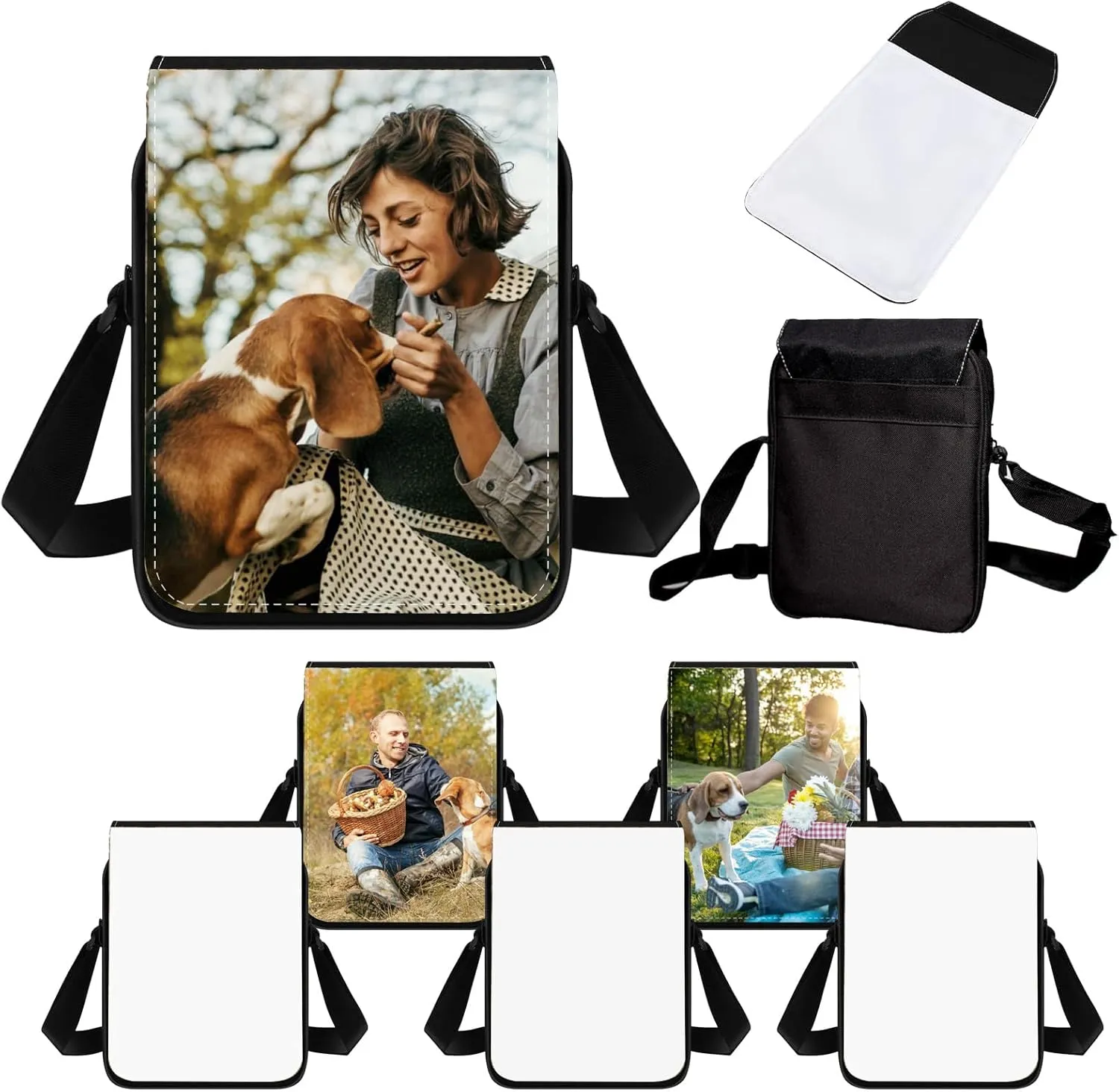 6 Pcs Sublimation Bags Blanks Sublimation Sport Bag Sublimation Shoulder Bag Sublimation Crossbody Bag DIY Sublimation Bags for Adults Children Father's Day Gifts