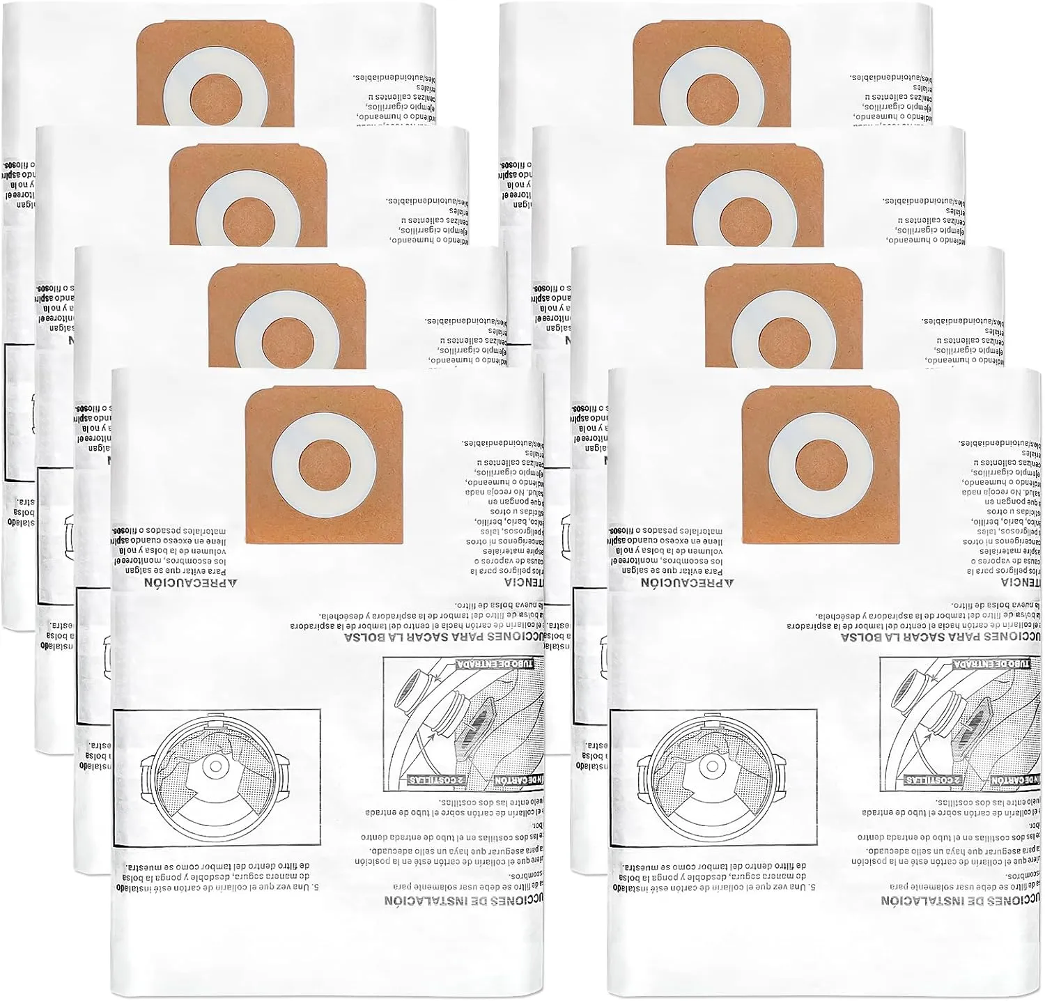 8 Pack CMXZVBE38749 Vacuum Dust Bags Replacement for CRAFTSMAN 16-20 Gallon Wet/Dry Shop Vac Bags: CMXEVBE17595, CMXEVBE17596, Part# 38749