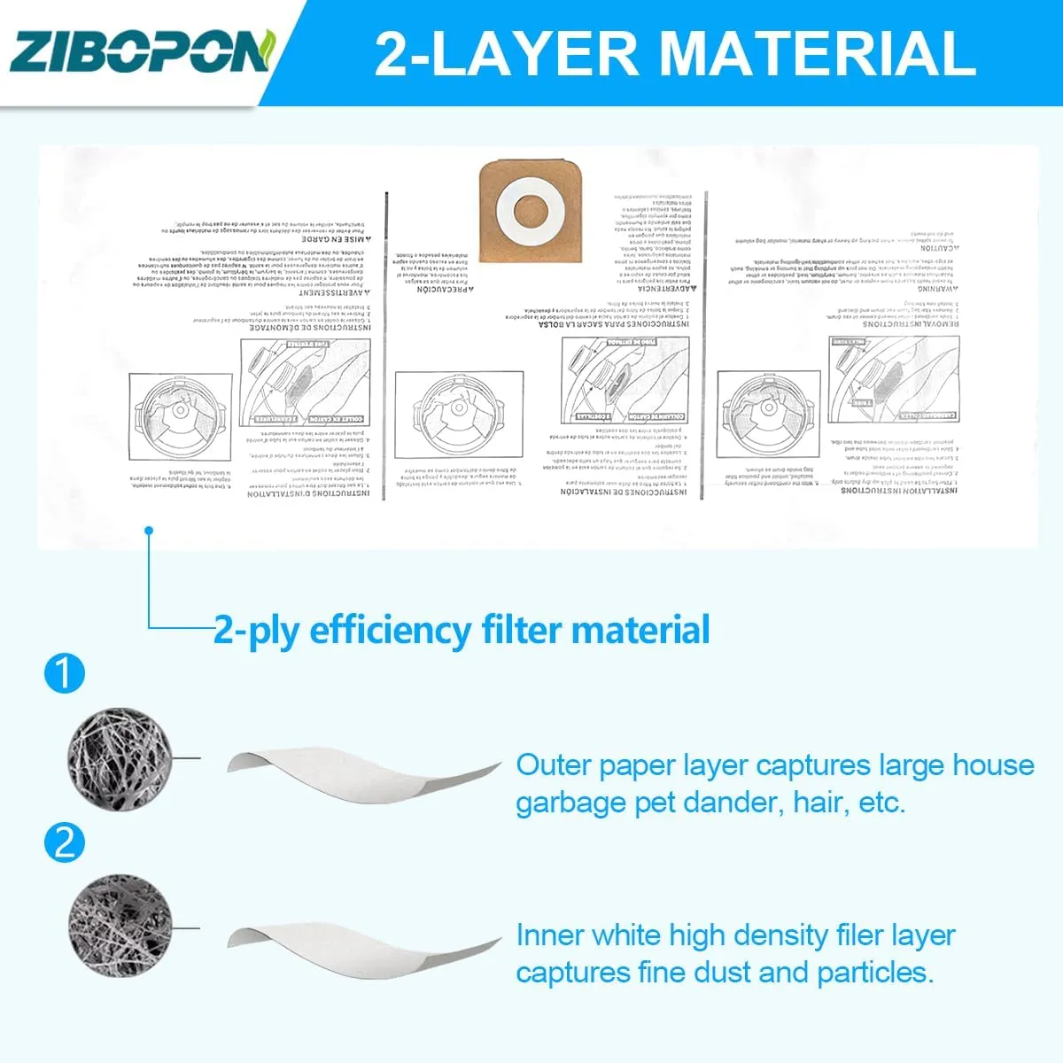 8 Pack CMXZVBE38749 Vacuum Dust Bags Replacement for CRAFTSMAN 16-20 Gallon Wet/Dry Shop Vac Bags: CMXEVBE17595, CMXEVBE17596, Part# 38749