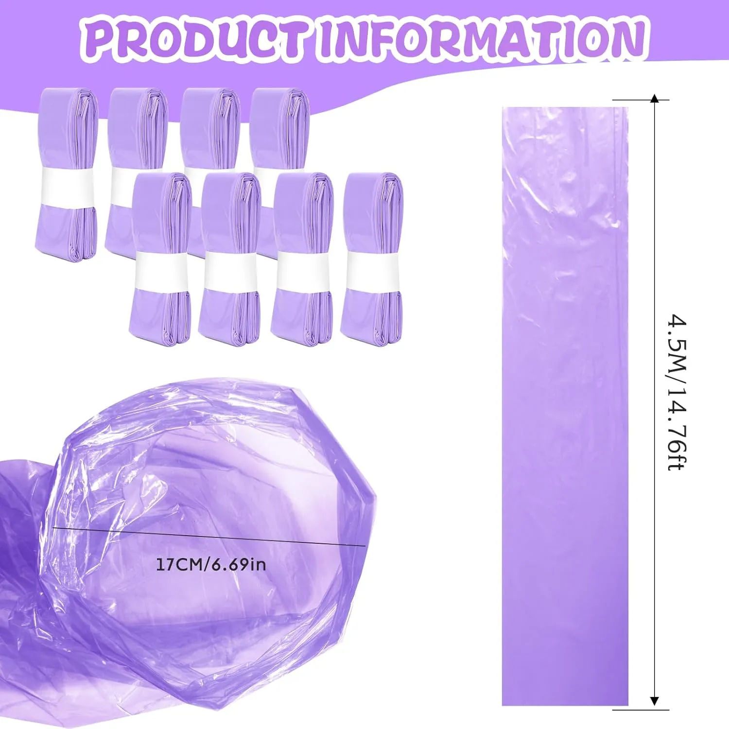 8 Pack Diaper Pail Bags Refill,Suitable for Genie Pail&Munchkin Pail and Angelcare Pail, (the Cartridge Is Not Included) With Lemon Fragrance (purple) Genie Diaper Pail Refill Bags