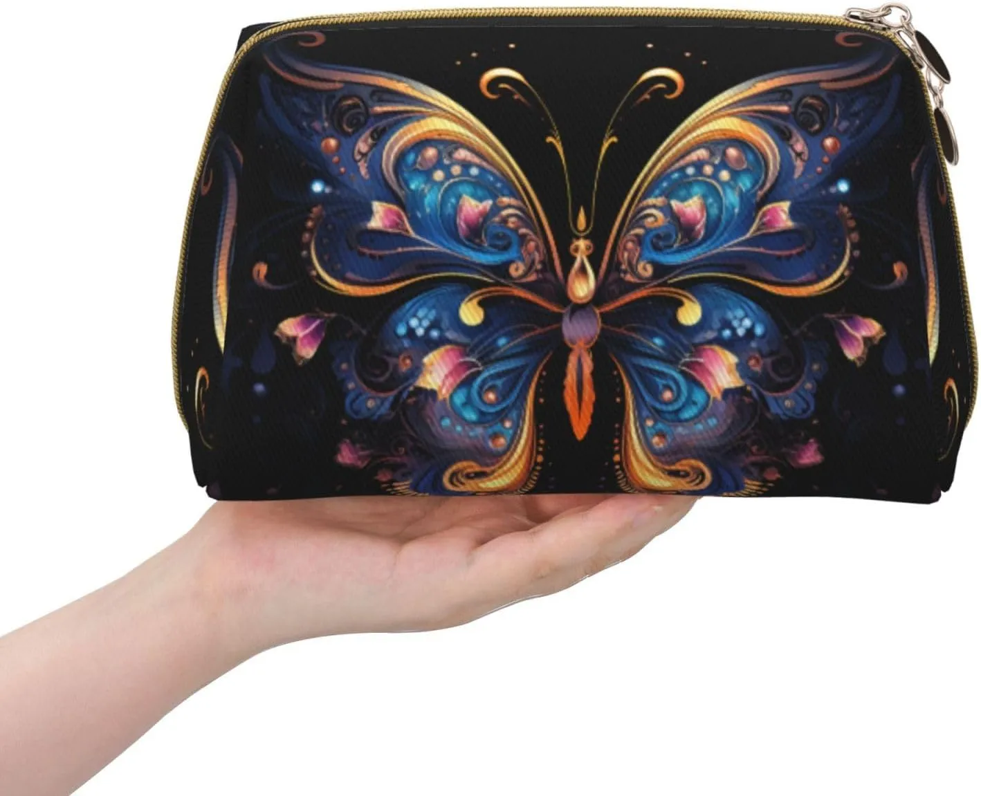 A Gorgeous Butterflymakeup Bag Organizer,Toiletry Cosmetic Bag,Zipper Pouch Brushes Storage Case(Large)