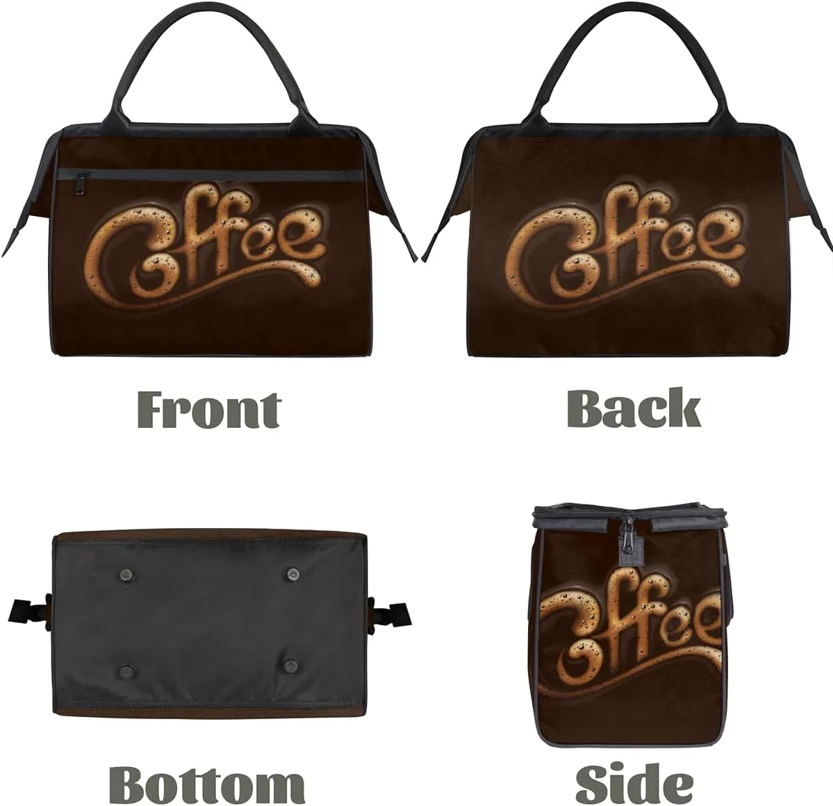 Abstract Coffee Letters Weekender Overnight Bag for Women Waterproof Carry On Travel Duffle Bags with Pocket Lightweight Sports Gym Tote Bag Large Luggage Workout Personal Item Hospital Bags