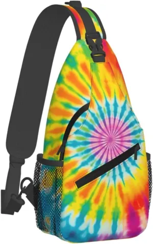 Abstract Rainbow Tie Dye Pattern Chest Bags Crossbody Sling Bag Shoulder Bag Travel Hiking Daypack For Men Women