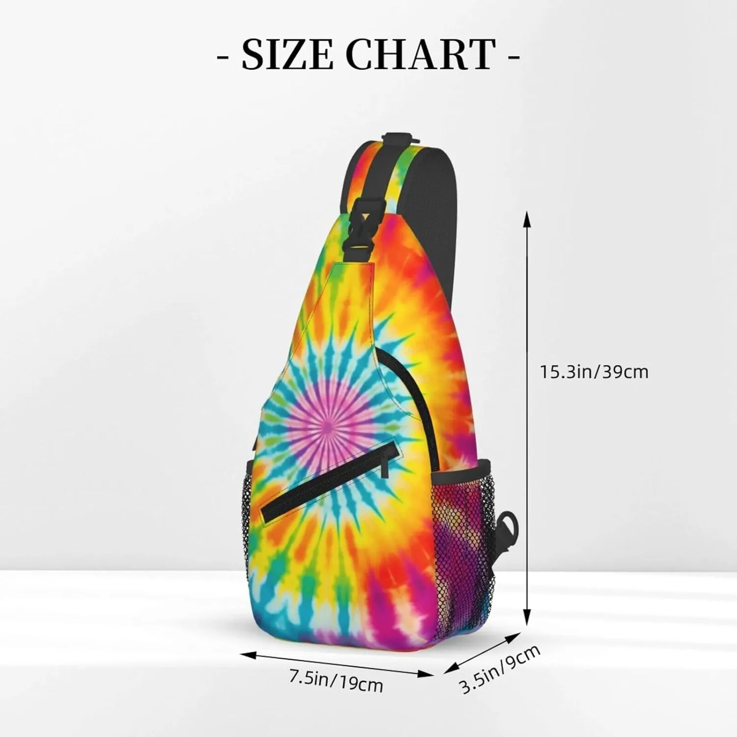 Abstract Rainbow Tie Dye Pattern Chest Bags Crossbody Sling Bag Shoulder Bag Travel Hiking Daypack For Men Women