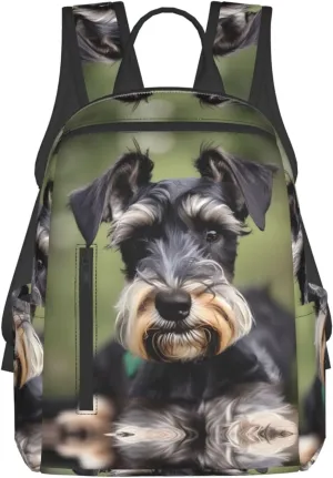 Adorable Schnauzer Print Lightweight Backpack, Travel Bookbag College Bag,Laptop Backpack For Men Women
