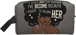 African American Art Makeup Bag - Travel Cosmetic Bag for Women, Portable Toiletry Pouch with Zipper
