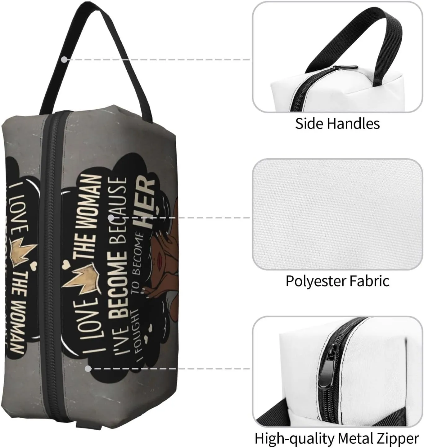 African American Art Makeup Bag - Travel Cosmetic Bag for Women, Portable Toiletry Pouch with Zipper