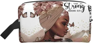 African American Cosmetic Bags for Women Black Girl Makeup Bag Portable Travel Toiletry Bag for Women Gifts