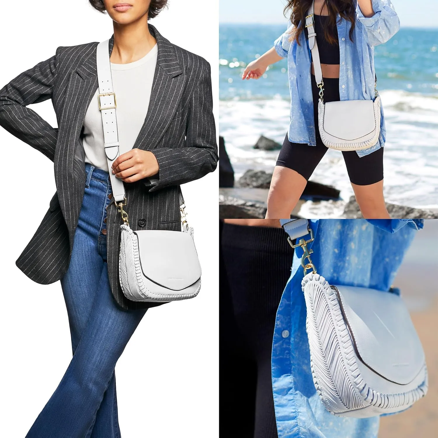 Aimee Kestenberg All For Love Saddle Crossbody Bag for Women - Small Leather Crossbody Purse - Adjustable & Removable Strap