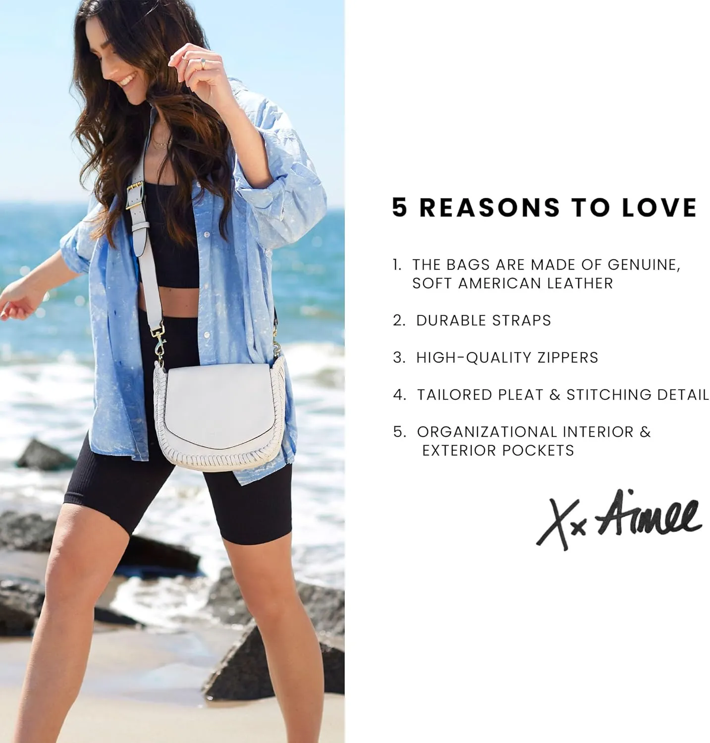 Aimee Kestenberg All For Love Saddle Crossbody Bag for Women - Small Leather Crossbody Purse - Adjustable & Removable Strap