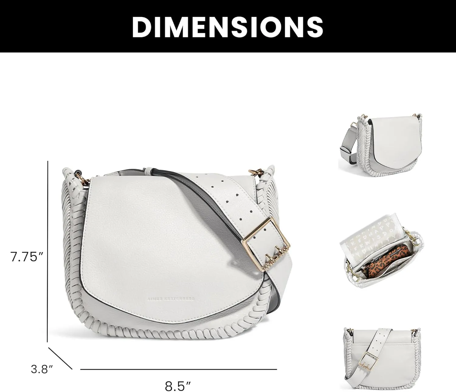 Aimee Kestenberg All For Love Saddle Crossbody Bag for Women - Small Leather Crossbody Purse - Adjustable & Removable Strap