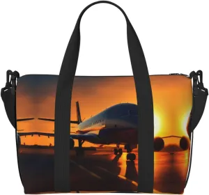 airplane at sunset Duffel Bags for Traveling - Lightweight Personal Item Travel Bags for Women, Gym Bags for Men