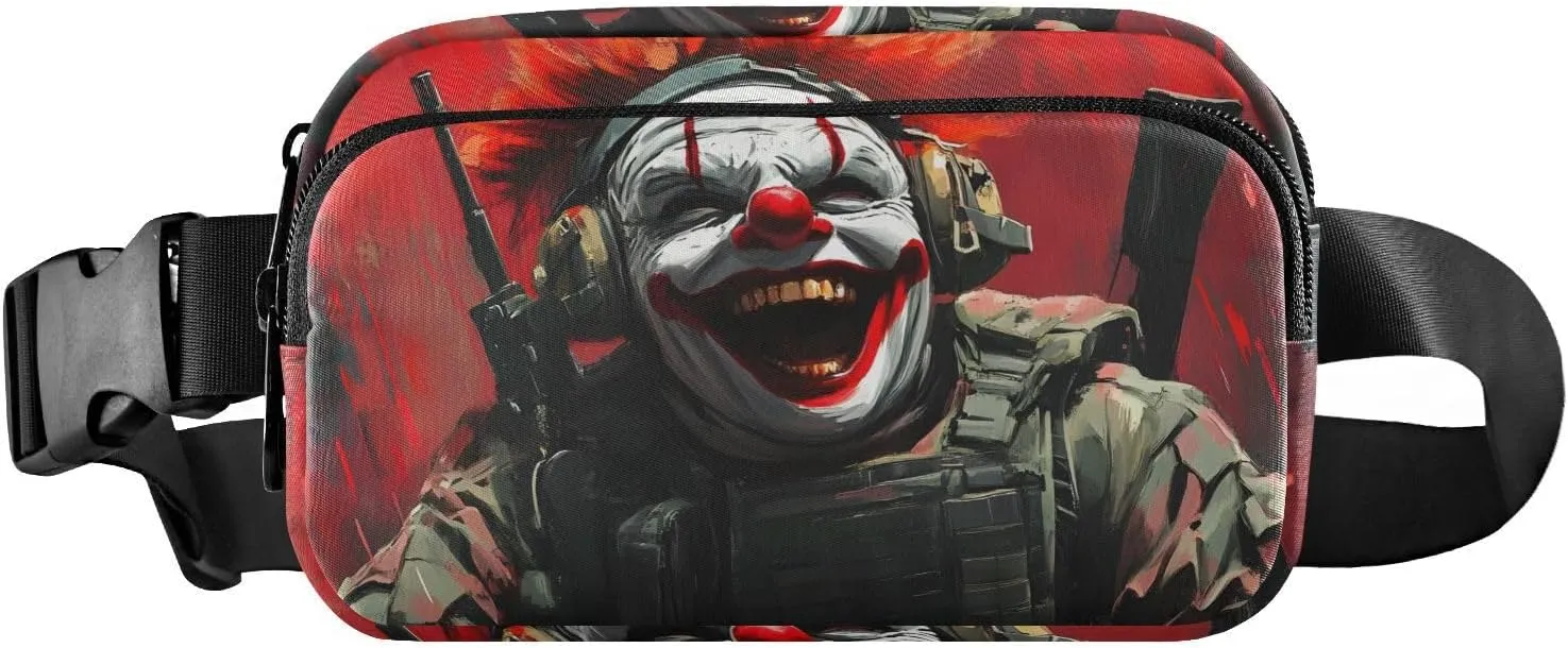 AIXIWAWA Clown Soldier Fanny Pack Crossbody Bags Waist Pack Compact Adjustable Strap for Hiking Running