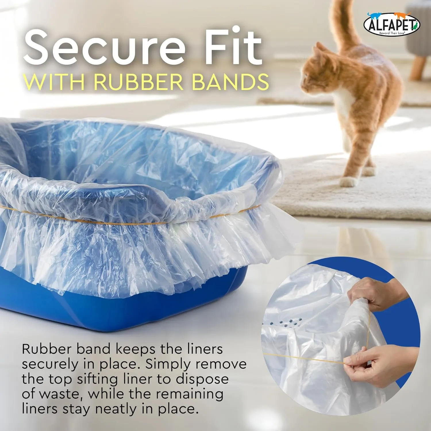 Alfapet Original Sifting Cat Litter Box Liners - Extra Giant 50 Count - Tear-Resistant Cat Litter Bags - Waterproof Kitty Litter Liners - Fits Almost All Litterbox Pan Sizes, 40" x 38", 30 lb Capacity