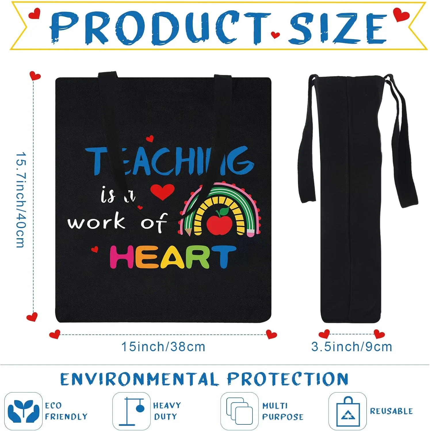 Aliceset 12 Pcs Teacher Appreciation Gifts Teacher Canvas Tote Bags in Bulk for Women Christmas Back to School Gifts