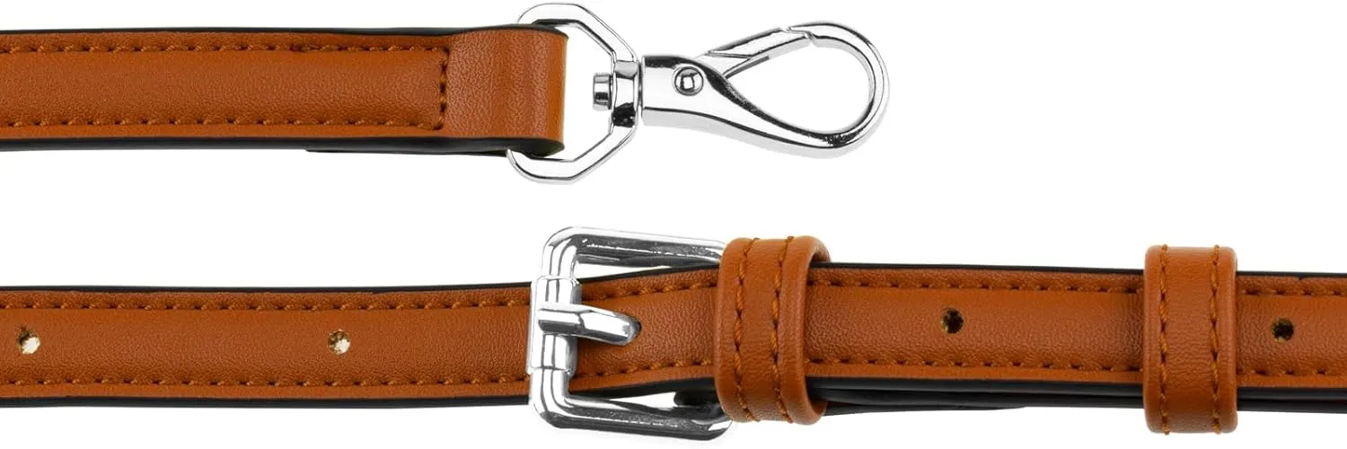 Allzedream Leather Purse Strap Replacement Crossbody Handbag Long Adjustable (Brown, Silver Hardware)