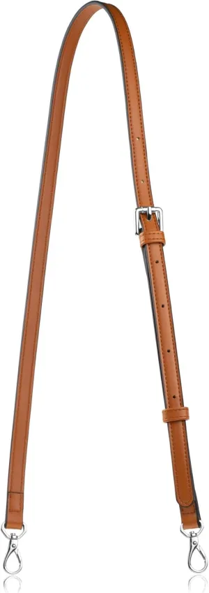 Allzedream Leather Purse Strap Replacement Crossbody Handbag Long Adjustable (Brown, Silver Hardware)