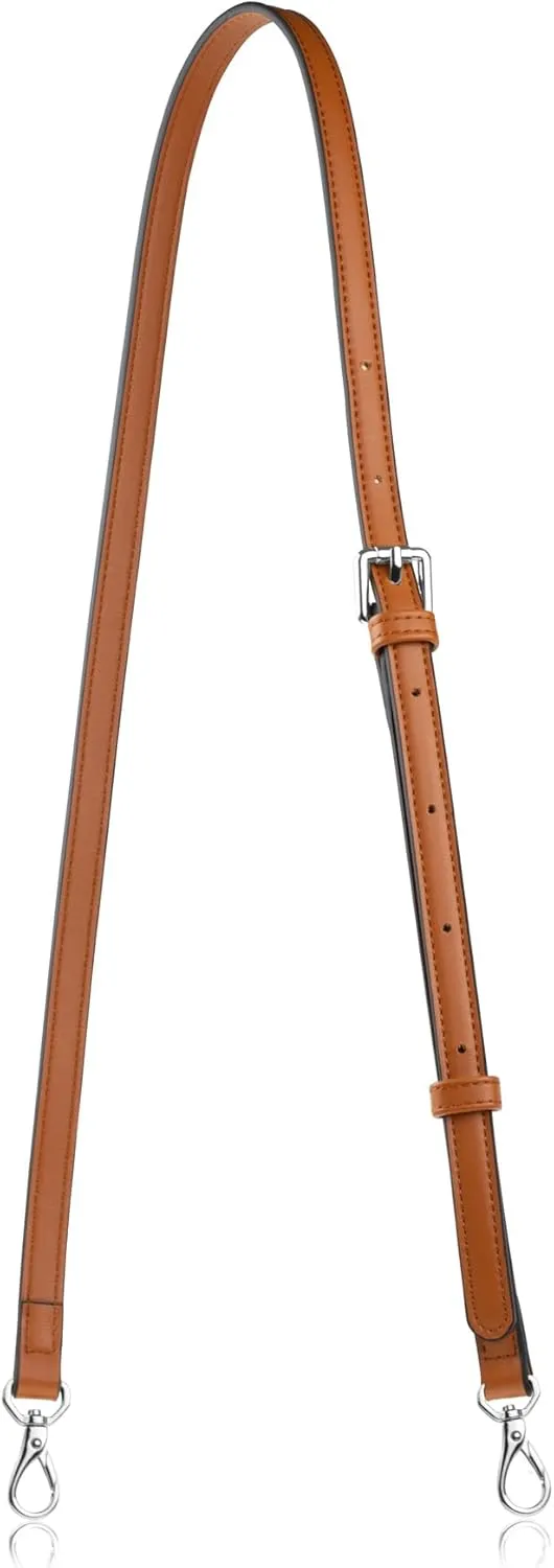 Allzedream Leather Purse Strap Replacement Crossbody Handbag Long Adjustable (Brown, Silver Hardware)