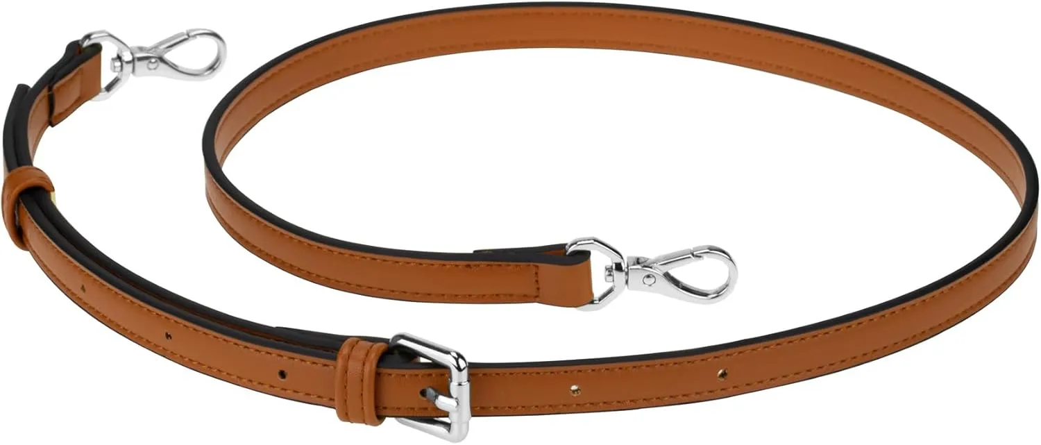 Allzedream Leather Purse Strap Replacement Crossbody Handbag Long Adjustable (Brown, Silver Hardware)