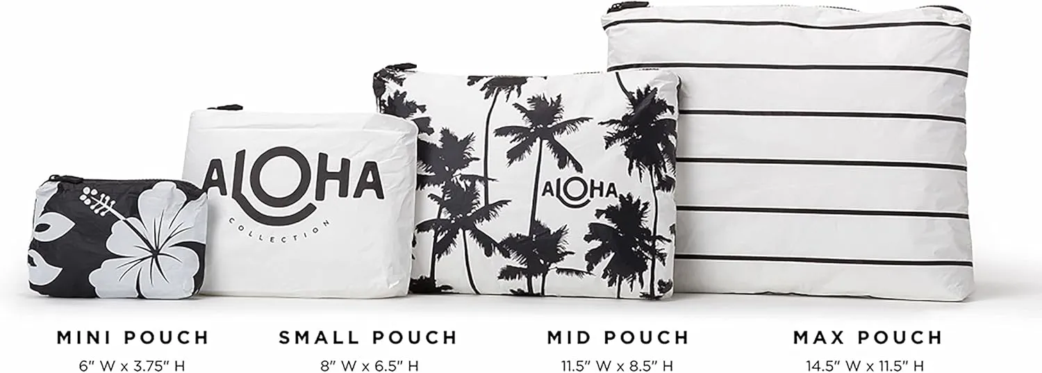 ALOHA Collection Mid Pouch, Lightweight, Packable, & Splash-Proof Pouch for Travel, Makeup, Toiletries, Organization, Gym, Pool & Beach. Easy to Clean Material. (11" x 8.5")