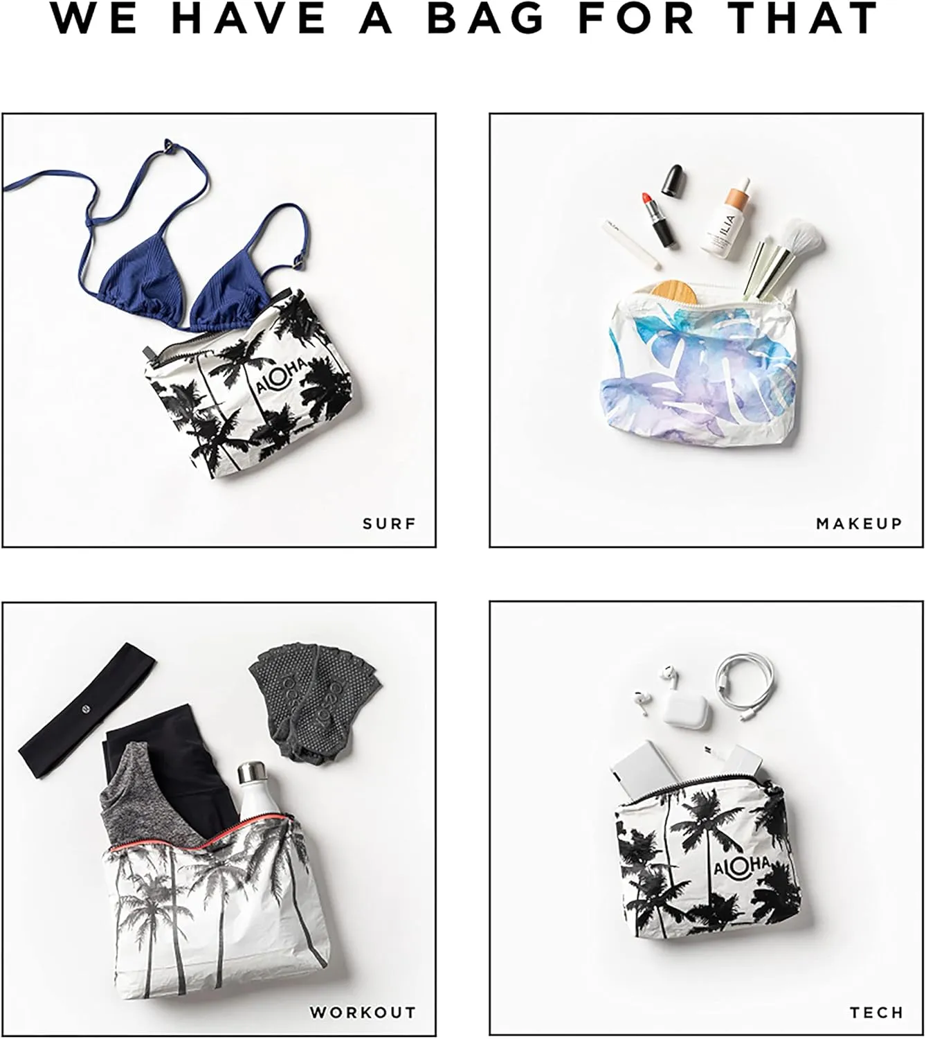 ALOHA Collection Mid Pouch, Lightweight, Packable, & Splash-Proof Pouch for Travel, Makeup, Toiletries, Organization, Gym, Pool & Beach. Easy to Clean Material. (11" x 8.5")
