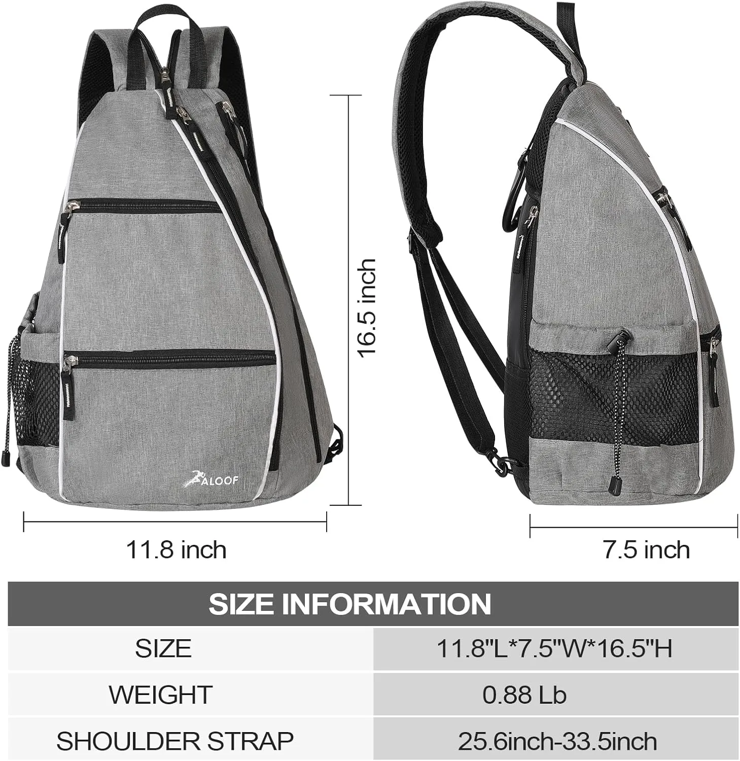 ALOOF Pickleball Bag, Adjustable Pickleball, Racketball Sling Bag, Backpack With Water Bottle Holder