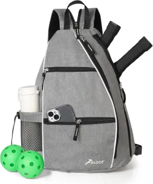 ALOOF Pickleball Bag, Adjustable Pickleball, Racketball Sling Bag, Backpack With Water Bottle Holder