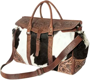 American Darling ADBG516 Duffel Hand Tooled Saddle Blanket Genuine Leather Women Bag Western Handbag Purse