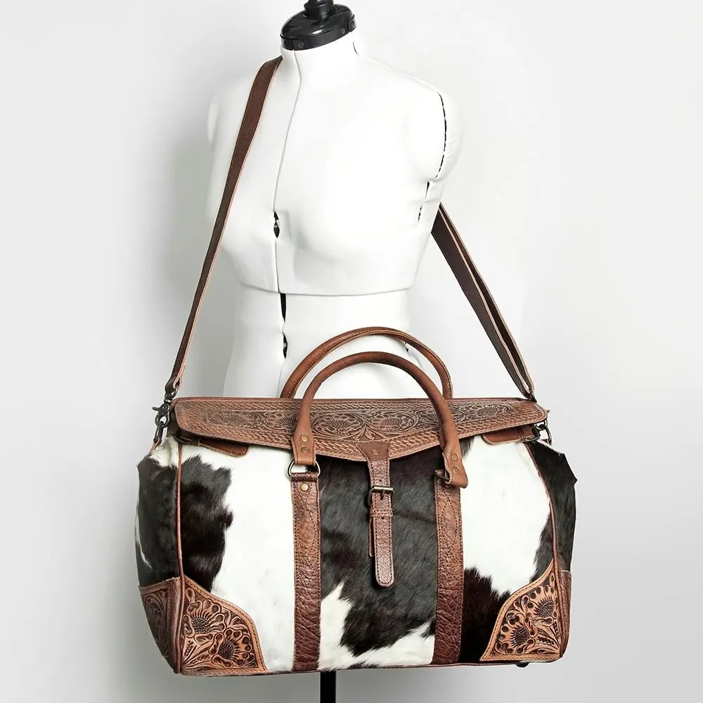 American Darling ADBG516 Duffel Hand Tooled Saddle Blanket Genuine Leather Women Bag Western Handbag Purse