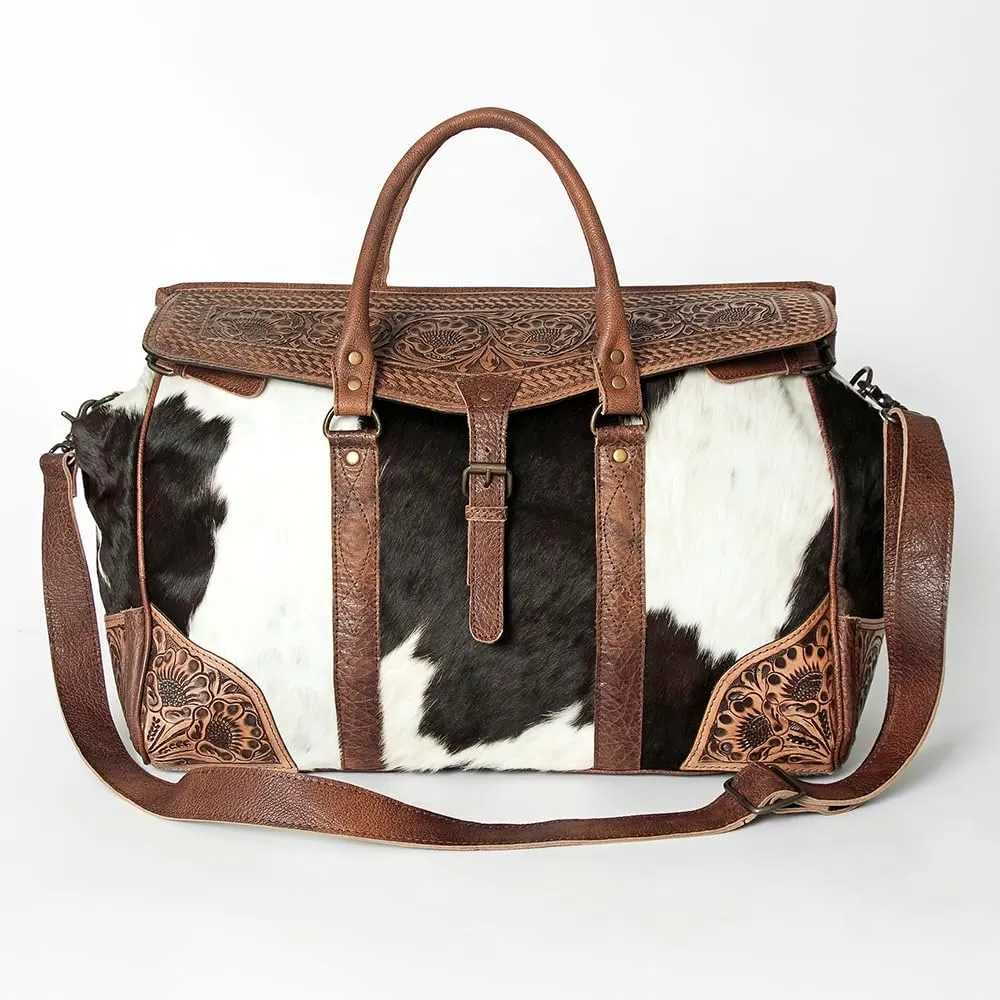 American Darling ADBG516 Duffel Hand Tooled Saddle Blanket Genuine Leather Women Bag Western Handbag Purse