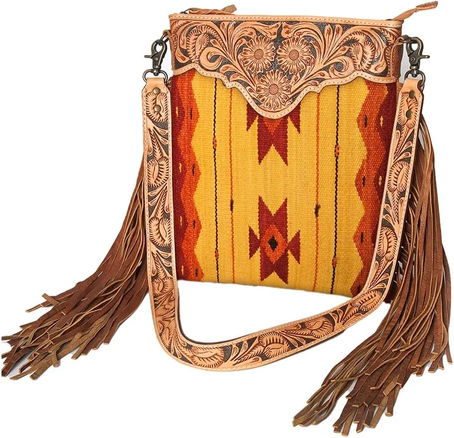American Darling Cross Body Hand Tooled Saddle Blanket Genuine Leather Women Bag Western Handbag Purse