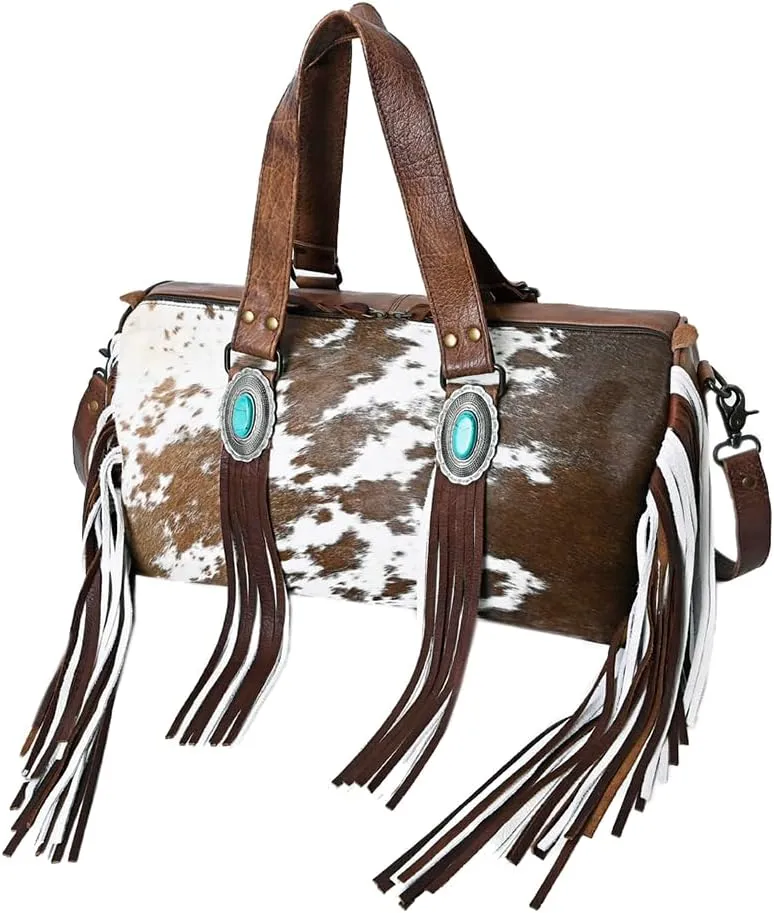 American Darling Duffel Hair On Genuine Leather Western Women Bag | Handbag | Leather Duffle Bag | Weekend Bag | Travel Duffel Bags | Duffel Bag for Women