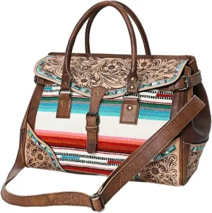 American Darling Duffel Saddle Blanket Hand Tooled Genuine Leather Western Women Bag | Handbag | Leather Duffle Bag | Weekend Bag | Travel Duffel Bags | Duffel Bag for Women | Ladies Duffle Bag