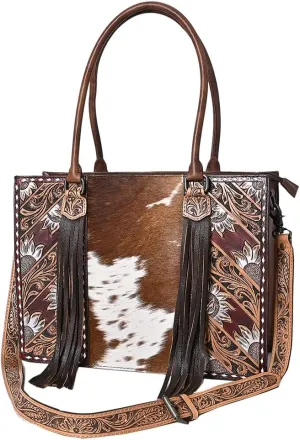 American Darling Hand Tooled Hair On Genuine Leather Women Bag Western Handbag Purse