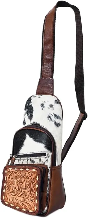 American Darling Sling Hand Tooled Hair-On Genuine Leather women bag western handbag purse