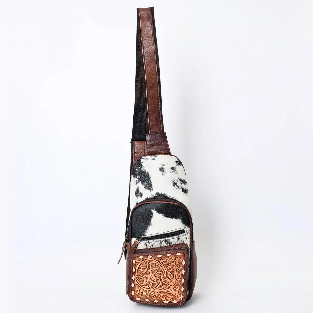American Darling Sling Hand Tooled Hair-On Genuine Leather women bag western handbag purse