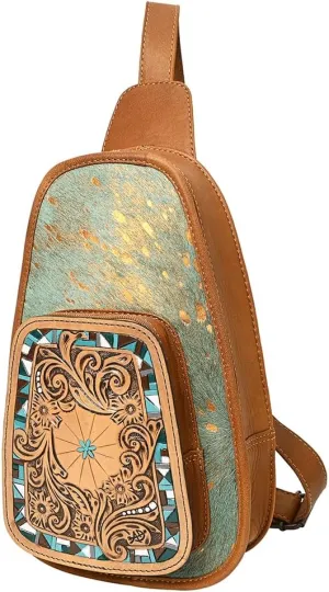 American Darling Sling Hand Tooled Saddle Blanket Genuine Leather Women Bag Western Handbag Purse