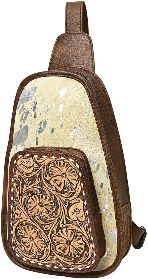 American Darling Sling Hand Tooled Saddle Blanket Genuine Leather Women Bag Western Handbag Purse