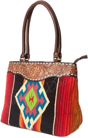 American Darling Tote Hand Tooled Saddle Blanket Genuine Leather Women Bag Western Handbag Purse