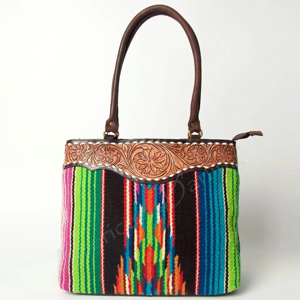 American Darling Tote Hand Tooled Saddle Blanket Genuine Leather Women Bag Western Handbag Purse