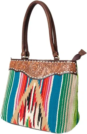 American Darling Tote Hand Tooled Saddle Blanket Genuine Leather Women Bag Western Handbag Purse
