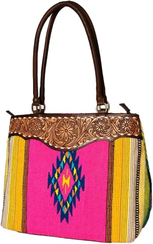 American Darling Tote Hand Tooled Saddle Blanket Genuine Leather Women Bag Western Handbag Purse