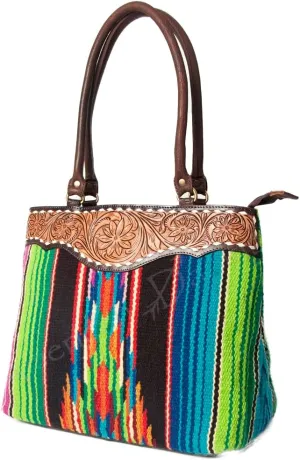 American Darling Tote Hand Tooled Saddle Blanket Genuine Leather Women Bag Western Handbag Purse