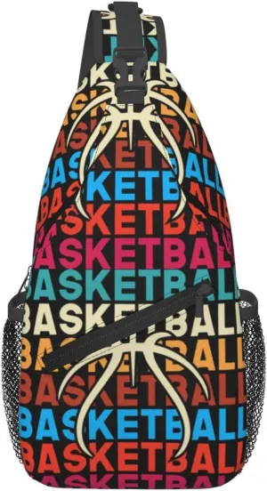 American Flag Basketball Crossbody Bag Adjustable Sling Bag Casual Chest Bags Travel Shoulder Backpack