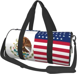 American Mexican Flag Duffel Tote for Men and Women Backpacking Travel and Storage Shoulder Bag