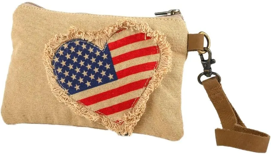 American - Wristlet Wallets for Women and Crossbody Sling Bags for Women, Handbags for Women, 100% Cotton Canvas