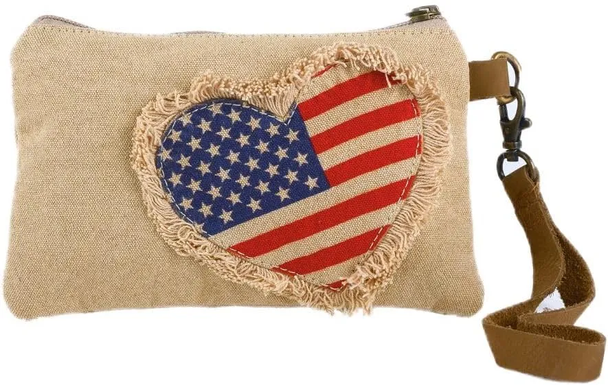 American - Wristlet Wallets for Women and Crossbody Sling Bags for Women, Handbags for Women, 100% Cotton Canvas