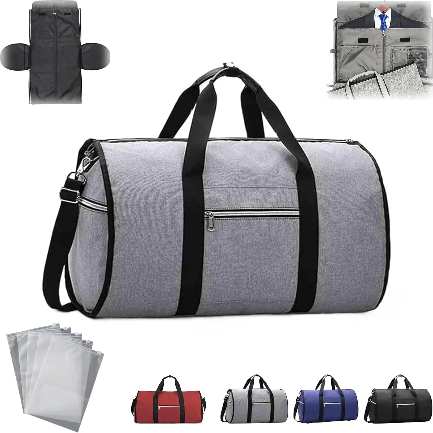 Amigo Bag Travel Bag, Foldable Clothing Bag Carry on Bag, Amigobag Luggage, Waterproof Large Capacity Suit Garment Duffel Bag, Garment Duffle Bags for Travel (Gray/1pcs)
